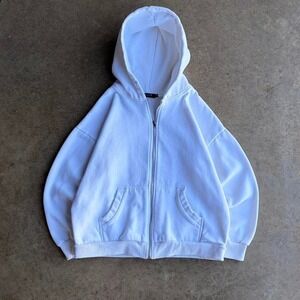 2000s white heavyweight zip up hoodie